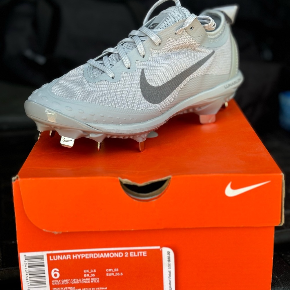 Nike Lunar Hyperdiamond 2 Elite Cleats - Light Gray